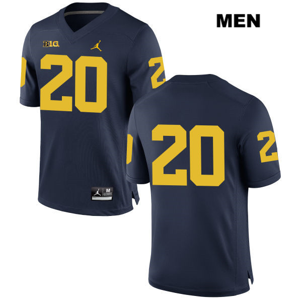 Men's NCAA Michigan Wolverines Matt Mitchell #20 No Name Navy Jordan Brand Authentic Stitched Football College Jersey DB25H51BG